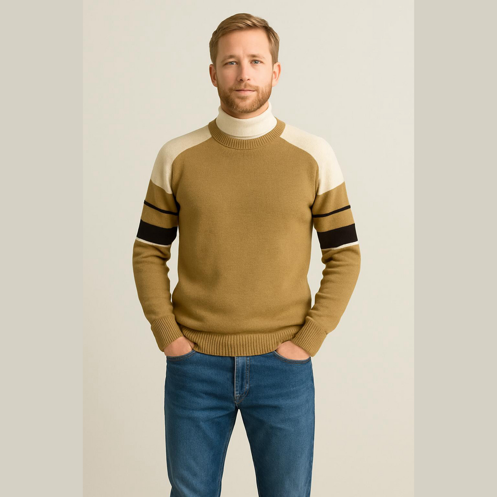 Vintage Wool Colorblock Crewneck Sweater Men’s L Retro Grodins California